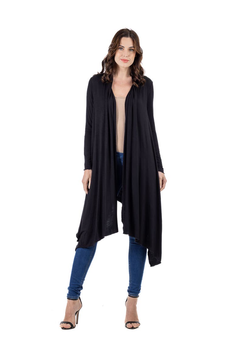 Extra Long Open Front Cardigan, Main, color, Black