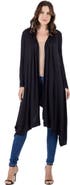 24seven Comfort Apparel Extra Long Open Front Cardigan