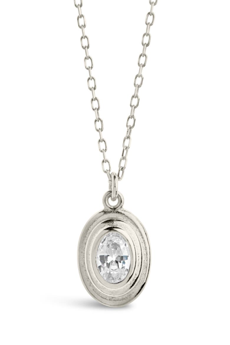Betsy Oval Cubic Zirconia Pendant Necklace, Alternate, color, SILVER