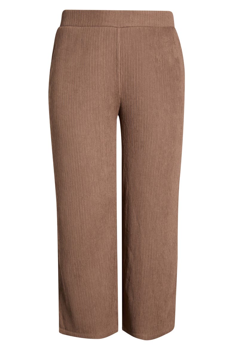 Crinkle Pull-On Ankle Wide Leg Pants, Alternate, color, MUSHROOM