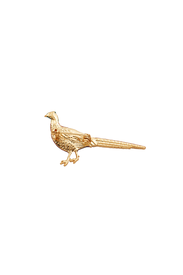 Pheasant Enamel Brooch, Alternate, color, Gold