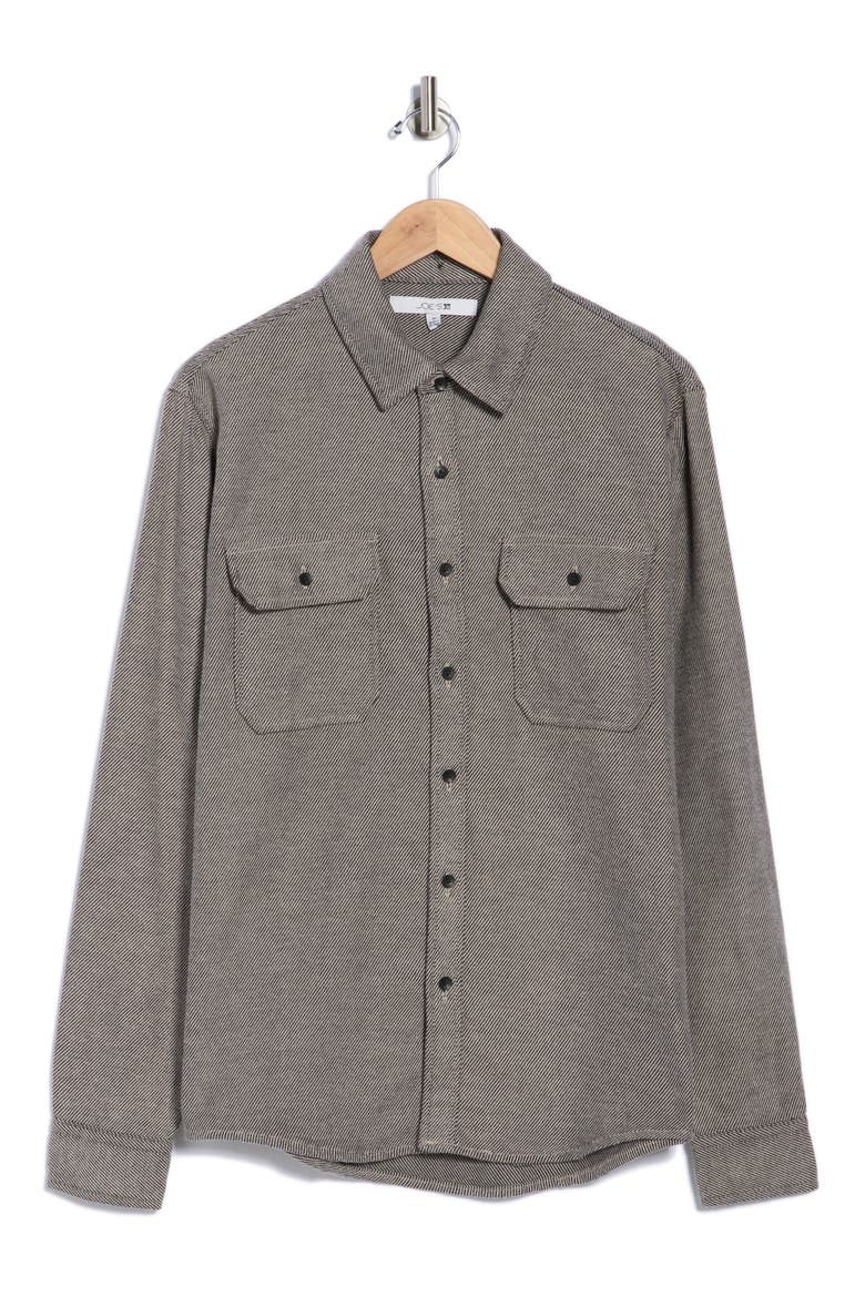 Stripe Cotton Flannel Overshirt, Alternate, color, HEATHER GREY