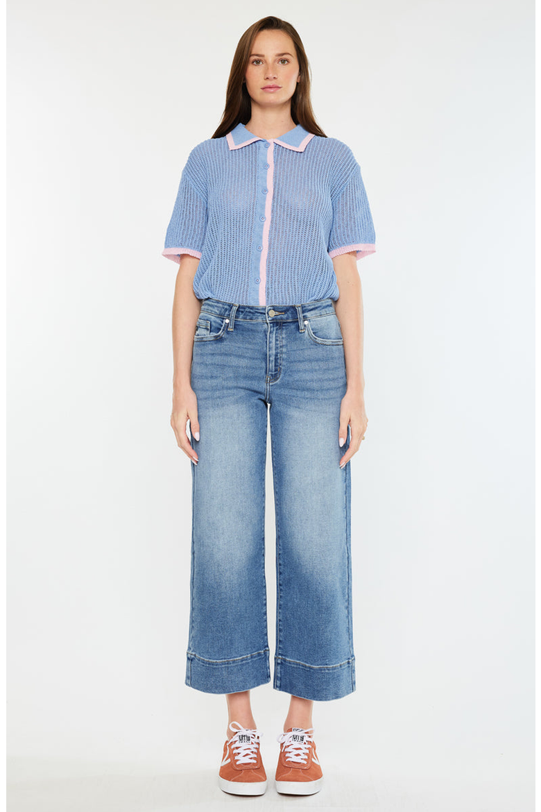 Kells High Rise Crop Wide Leg Jeans, Alternate, color, Medium Wash