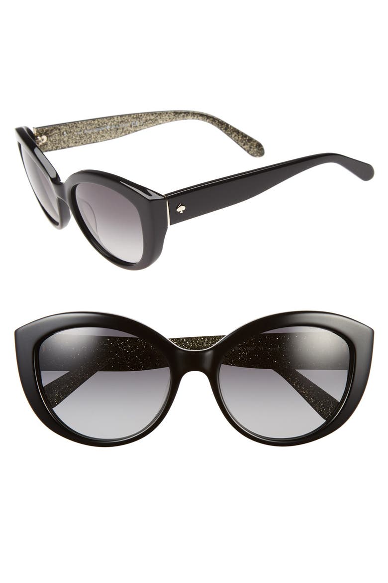 'sherrie' 55mm cat eye sunglasses, Main, color, BLACK