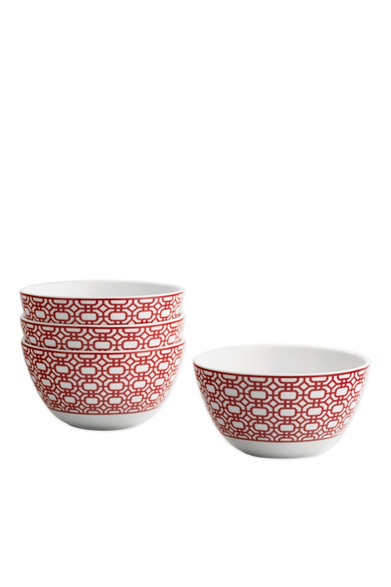 Newport Crimson Garden Gate Cereal Bowl  - Porcelain - Set 4, Alternate, color, RED