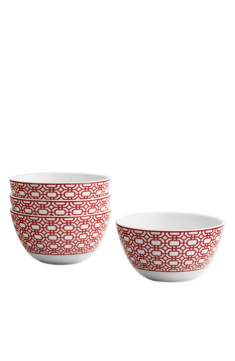 Caskata Newport Crimson Garden Gate Cereal Bowl - Porcelain - Set 4, Alternate, color, Red