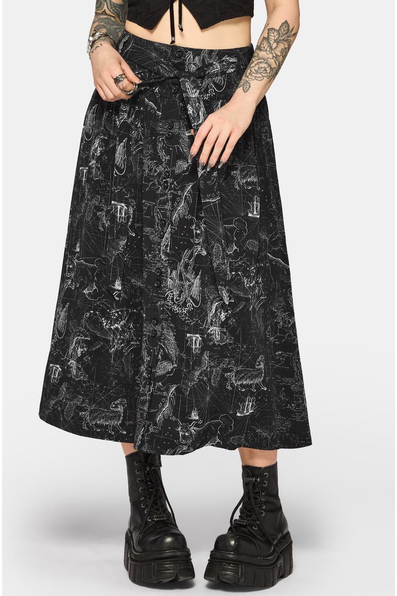 Kosmara Map Print Midi Skirt, Main, color, Black