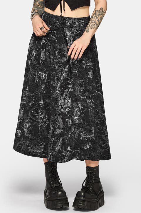 Kosmara Map Print Midi Skirt