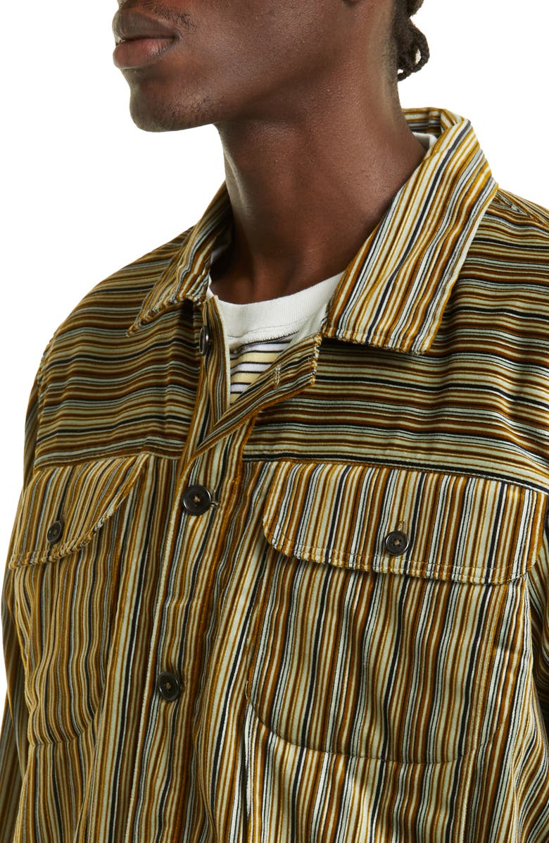 Camiel Fortgens Stripe Velvet Shirt Jacket, Alternate, color, 