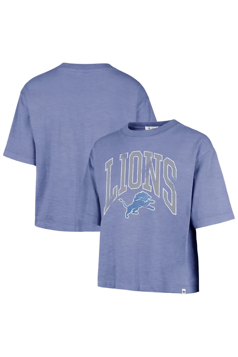 Women's '47  Blue Detroit Lions Cropped Mindi Slub T-Shirt, Main, color, Blue