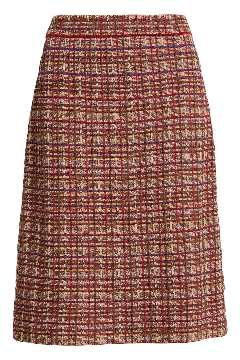 Plaid Knit Pencil Skirt, Alternate, color, SCARLET RED/TRUFFLE/SND/LAZULI