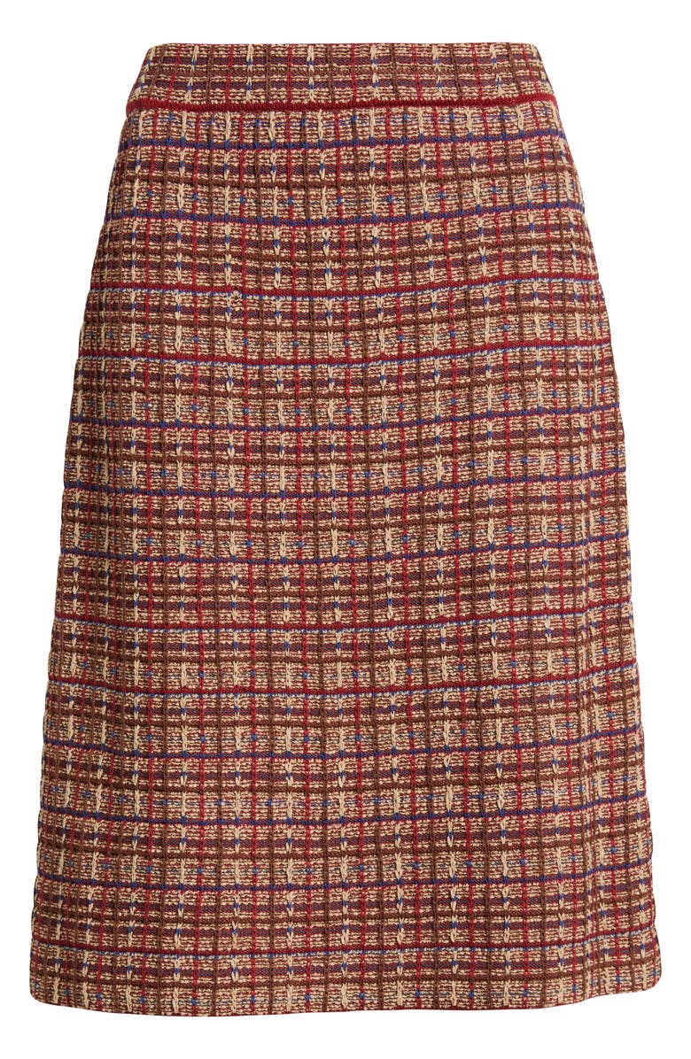 Misook Plaid Knit Pencil Skirt, Alternate, color, Scarlet Red/Truffle/Snd/Lazuli