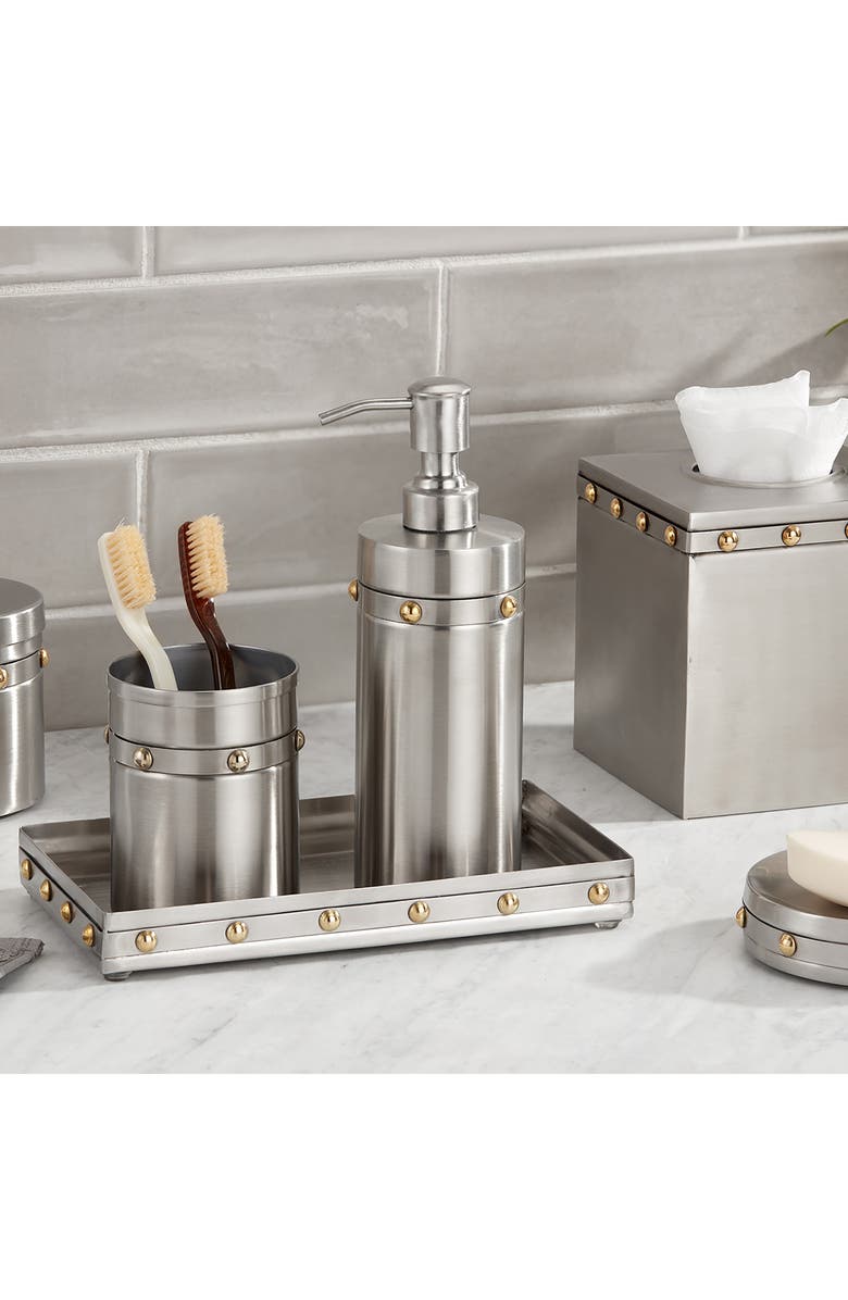 ROSELLI TRADING COMPANY Rivets 3-Piece Bathroom Set, Alternate, color, Silver
