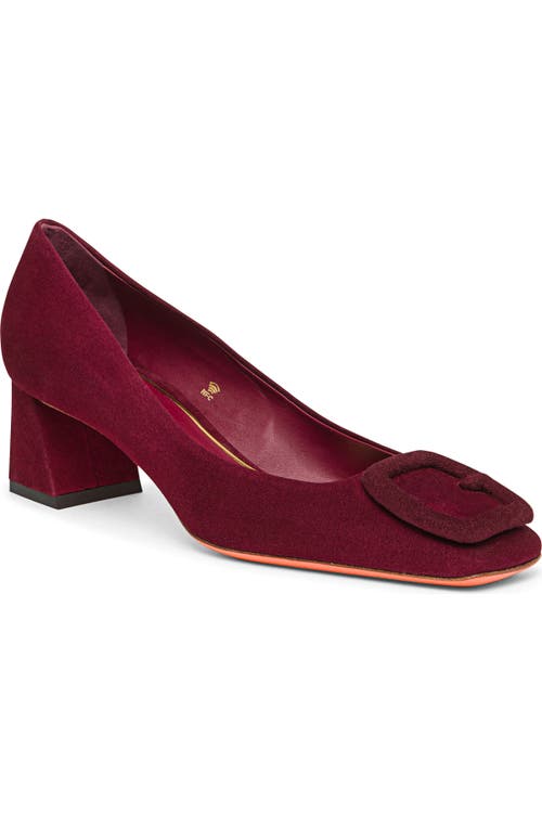 Santoni Suede Low-heel Pump In Burgundy
