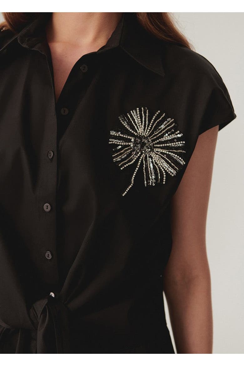Kimberly Embellished Shirt, Alternate, color, BLACK