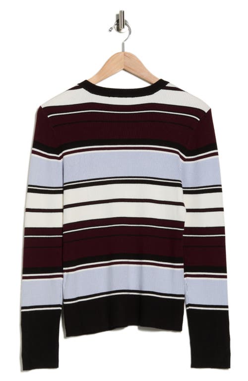 Ellen Tracy Stripe Ribbed Sweater In Multi