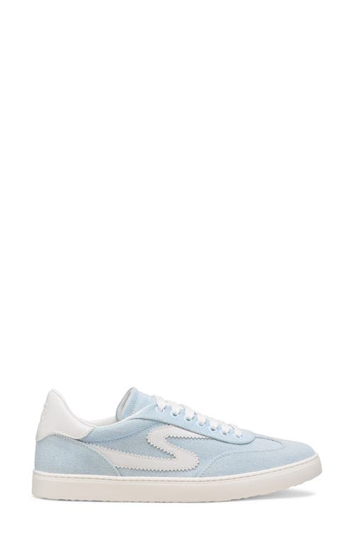 Stuart Weitzman Low Top Runaround Sneakers With Suede Finish In Light Blue/white
