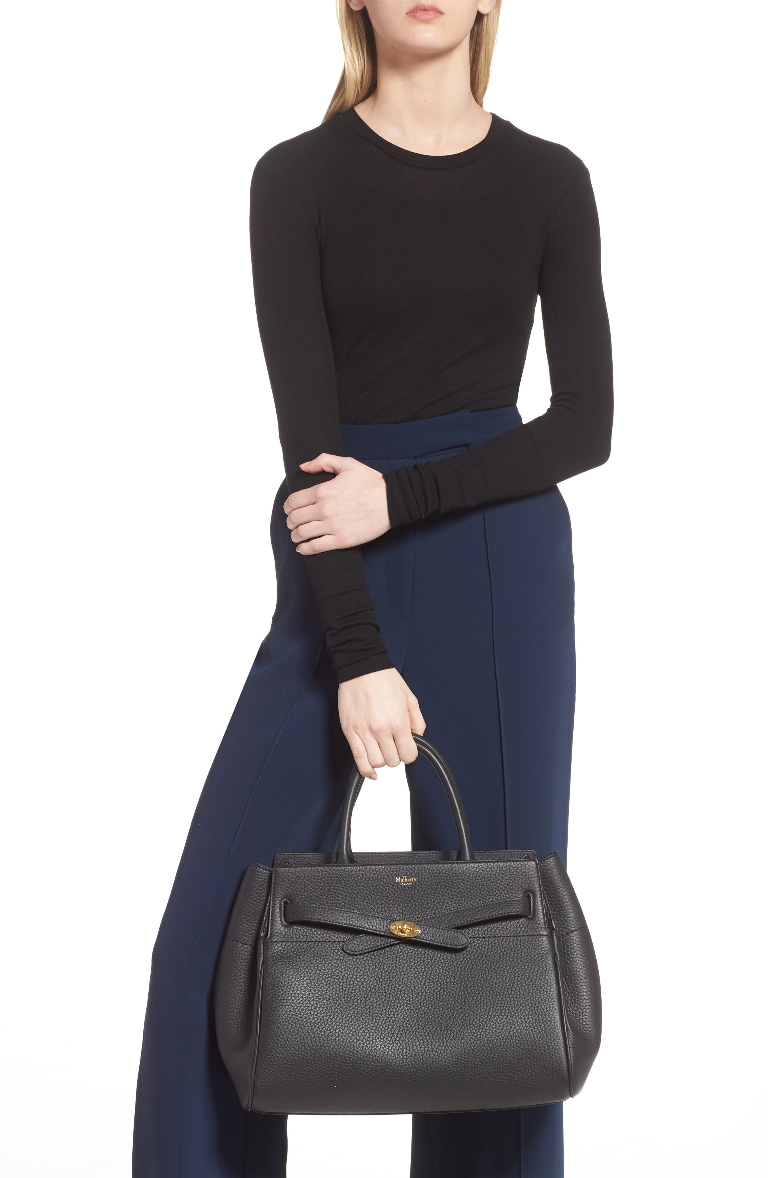 Mulberry Belted Bayswater Grained Leather Satchel, Alternate, color, 