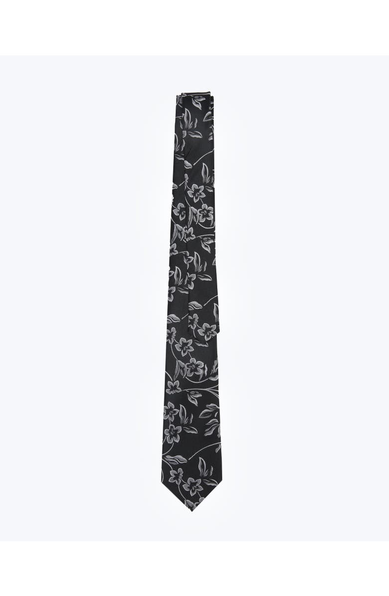 Knottery & Co Floral Silk Jacquard Tie, Alternate, color, Black
