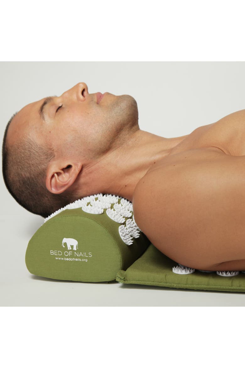 Bon Mat and Pillow Set Original Acupressure Design with 10962 Precision Nails, Alternate, color, Green