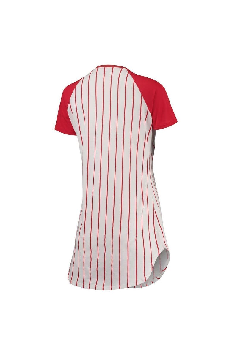 CONCEPTS SPORT Women's Concepts Sport White/Red St. Louis Cardinals Vigor Pinstripe Raglan V-Neck Nightshirt, Alternate, color, White