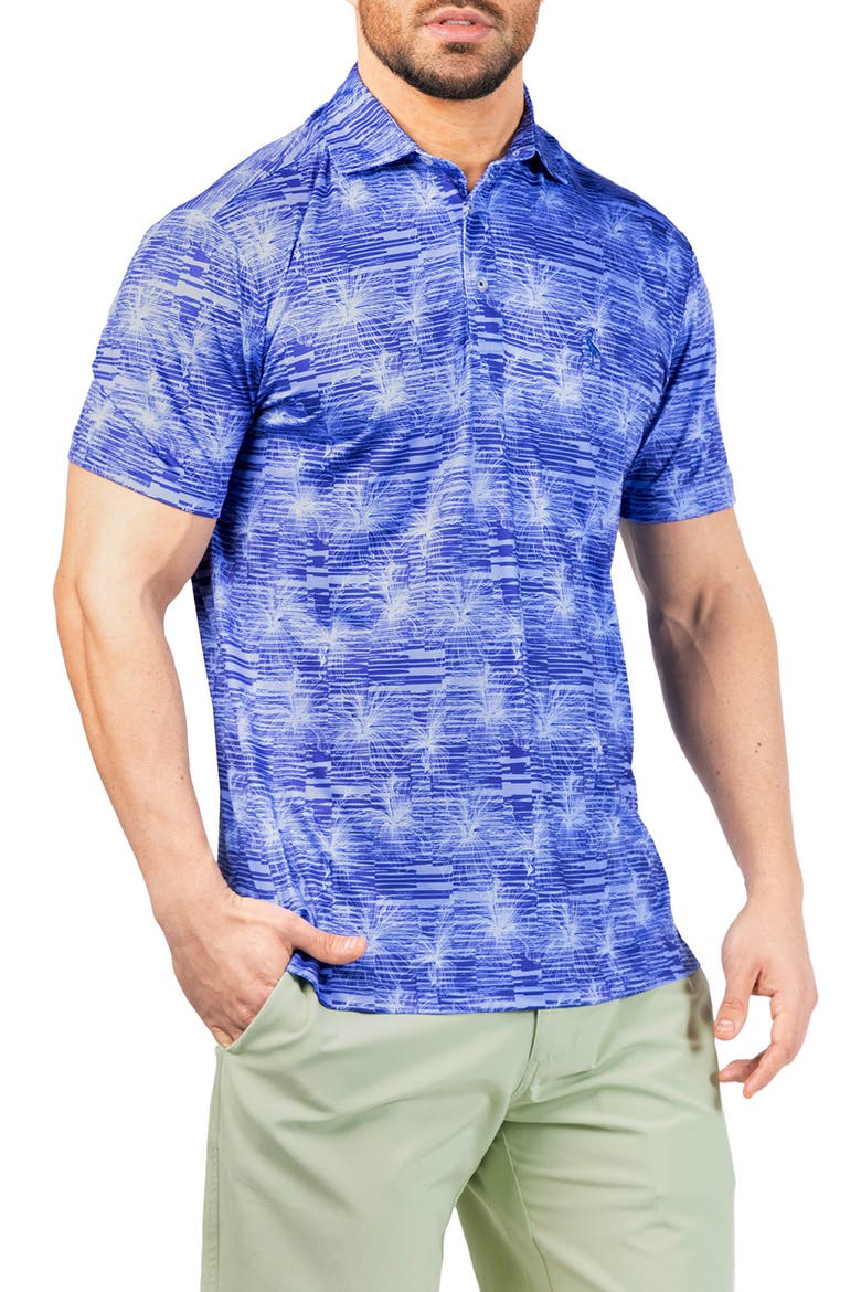 Abstract Orchid Print Performance Polo, Alternate, color, NAVY