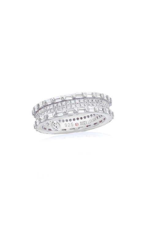 Baguette & Round Cubic Zirconia Eternity Band Ring