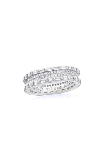 Suzy Levian Baguette & Round Cubic Zirconia Eternity Band Ring