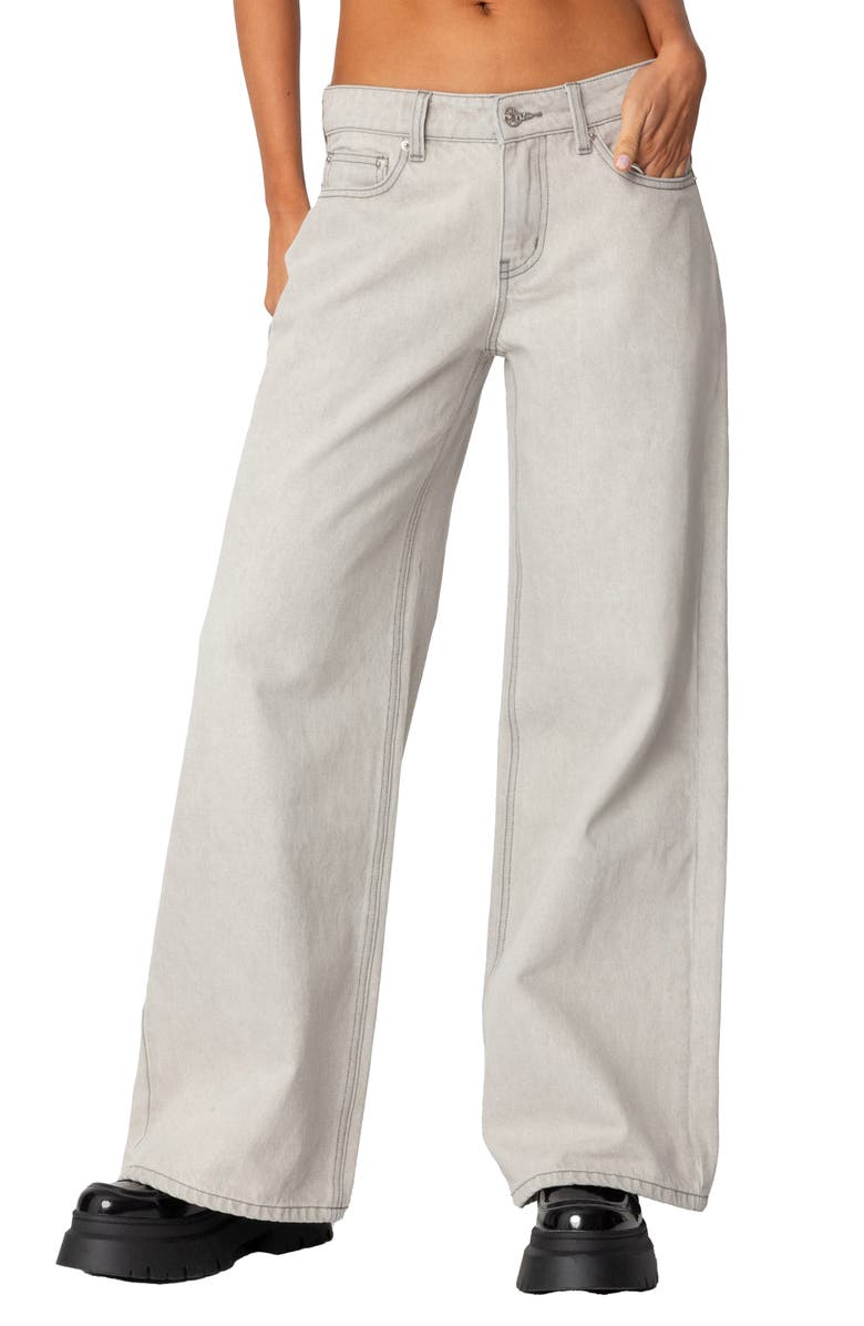 EDIKTED Casey Low Rise Boyfriend Jeans, Main, color, Gray
