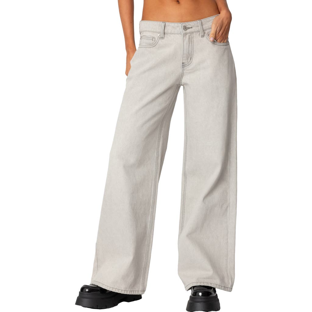 Edikted Casey Low Rise Boyfriend Jeans In Gray