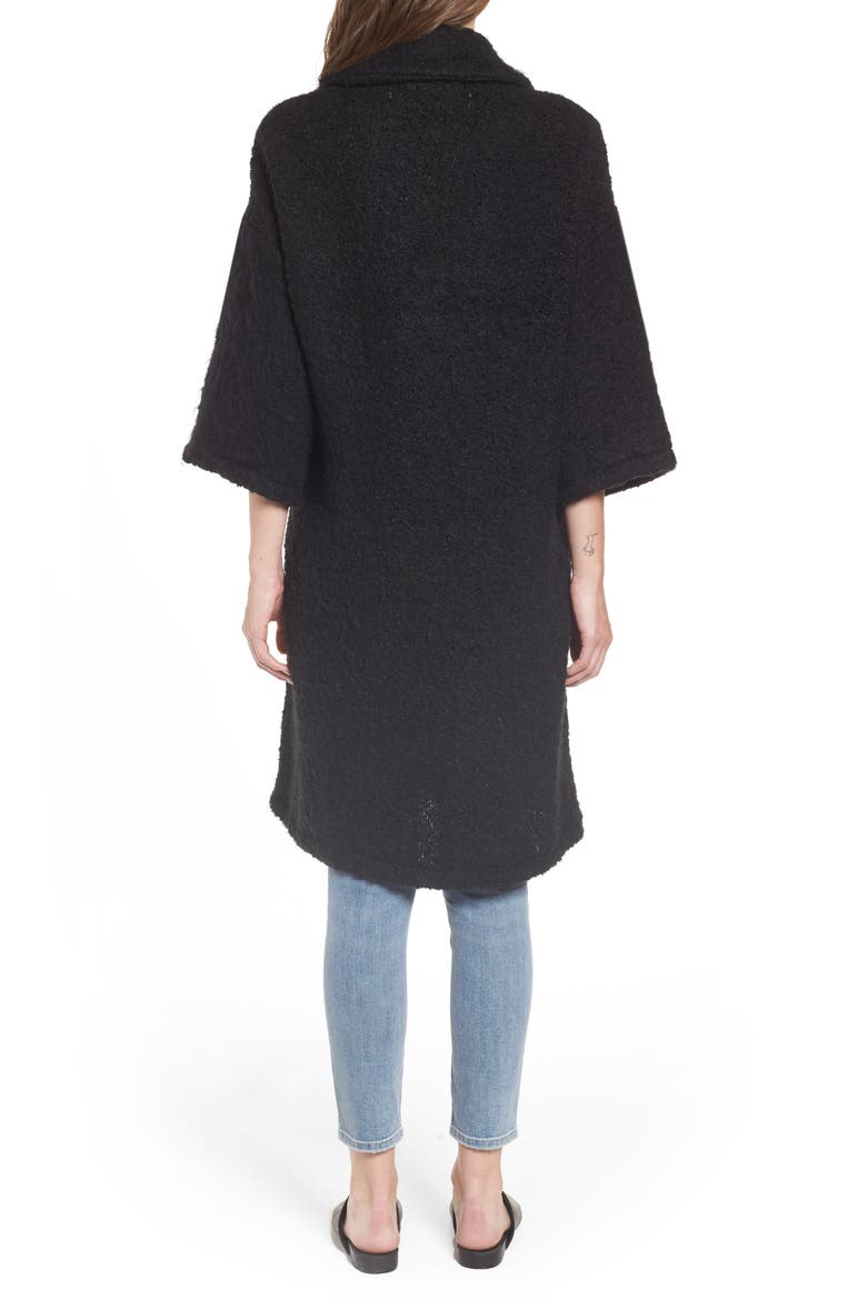 Plaid Fringe Cardigan, Alternate, color, BLACK