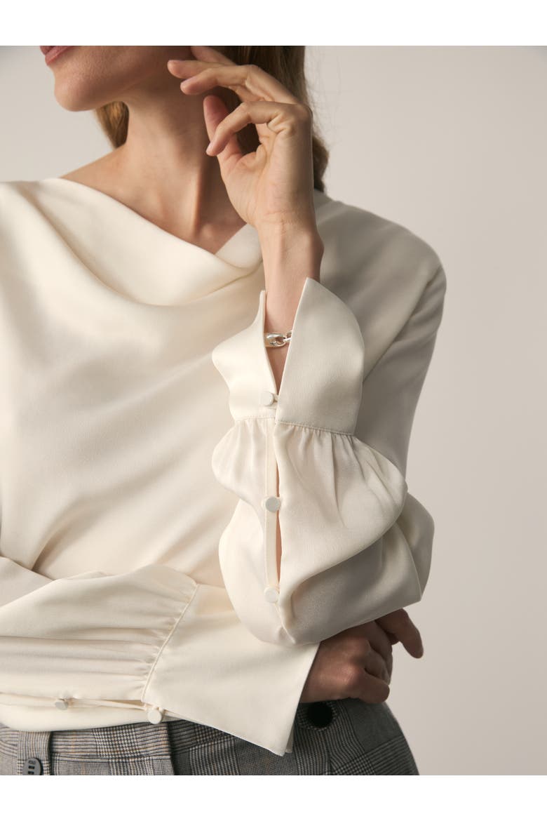 Loano Cowl Neck Long Sleeve Top, Alternate, color, White