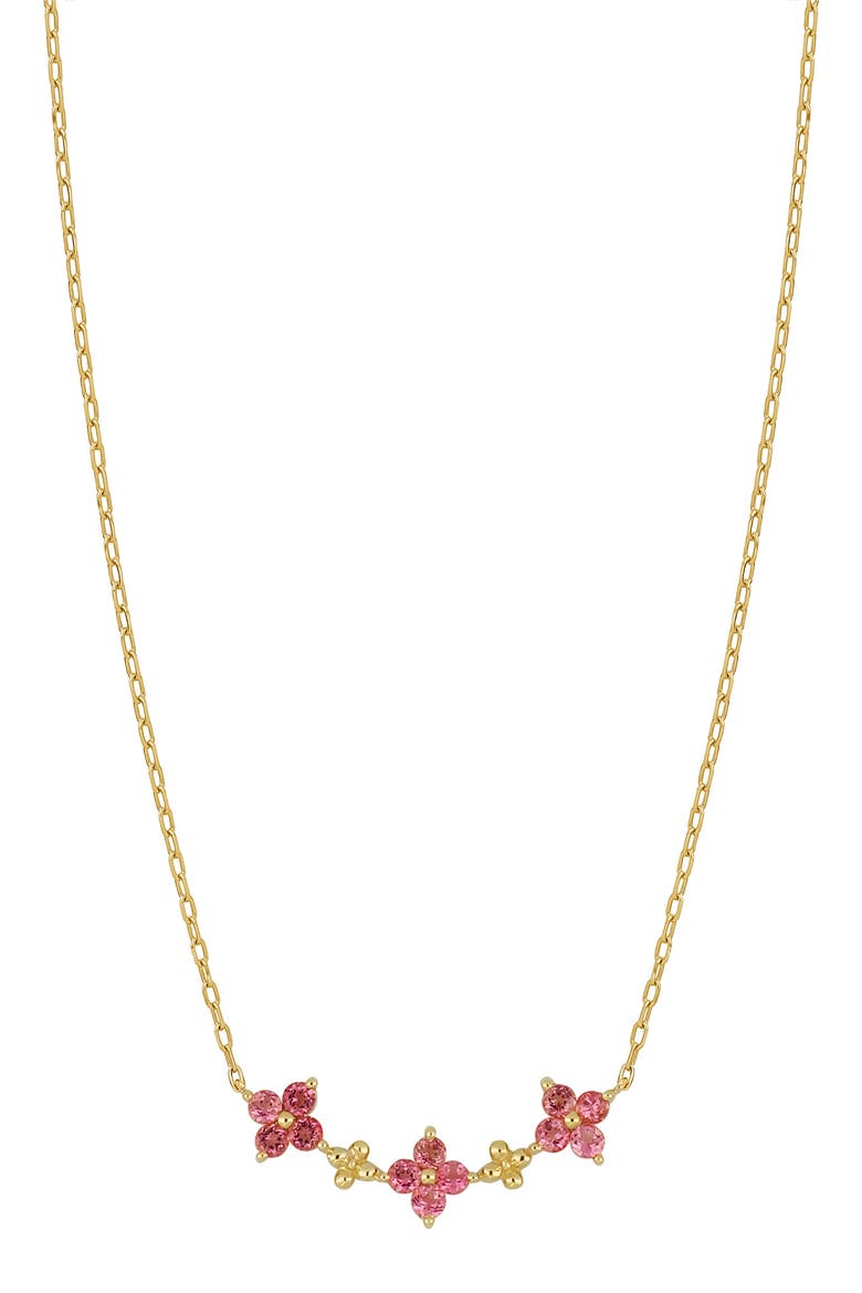 Clover Pink Tourmaline Necklace (Nordstrom Exclusive), Main, color, 14K YELLOW GOLD