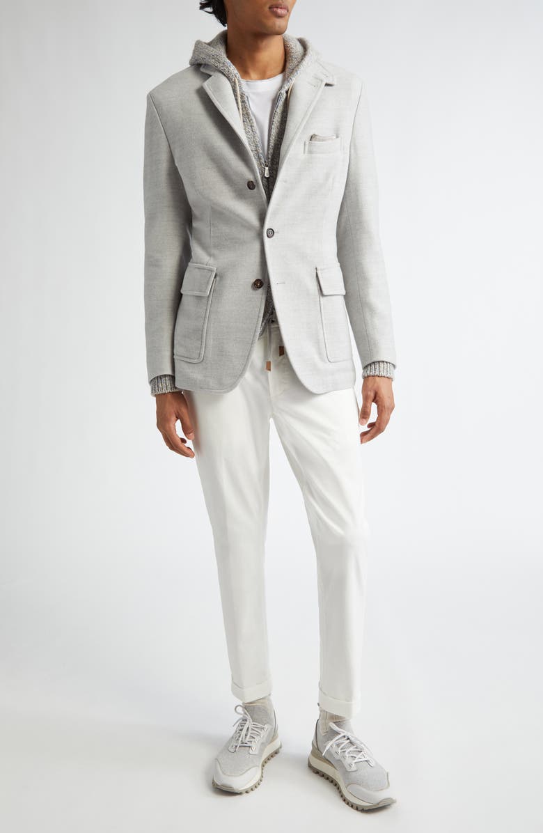 Eleventy Single Breasted Wool Knit Sport Coat, Main, color, Light Gray Melange