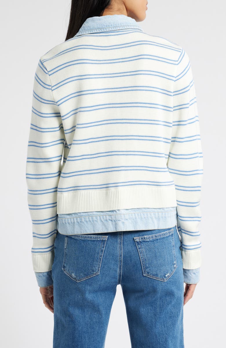 Wit & Wisdom Mixed Media Jacket, Alternate, color, Off White/ Chambray Blue