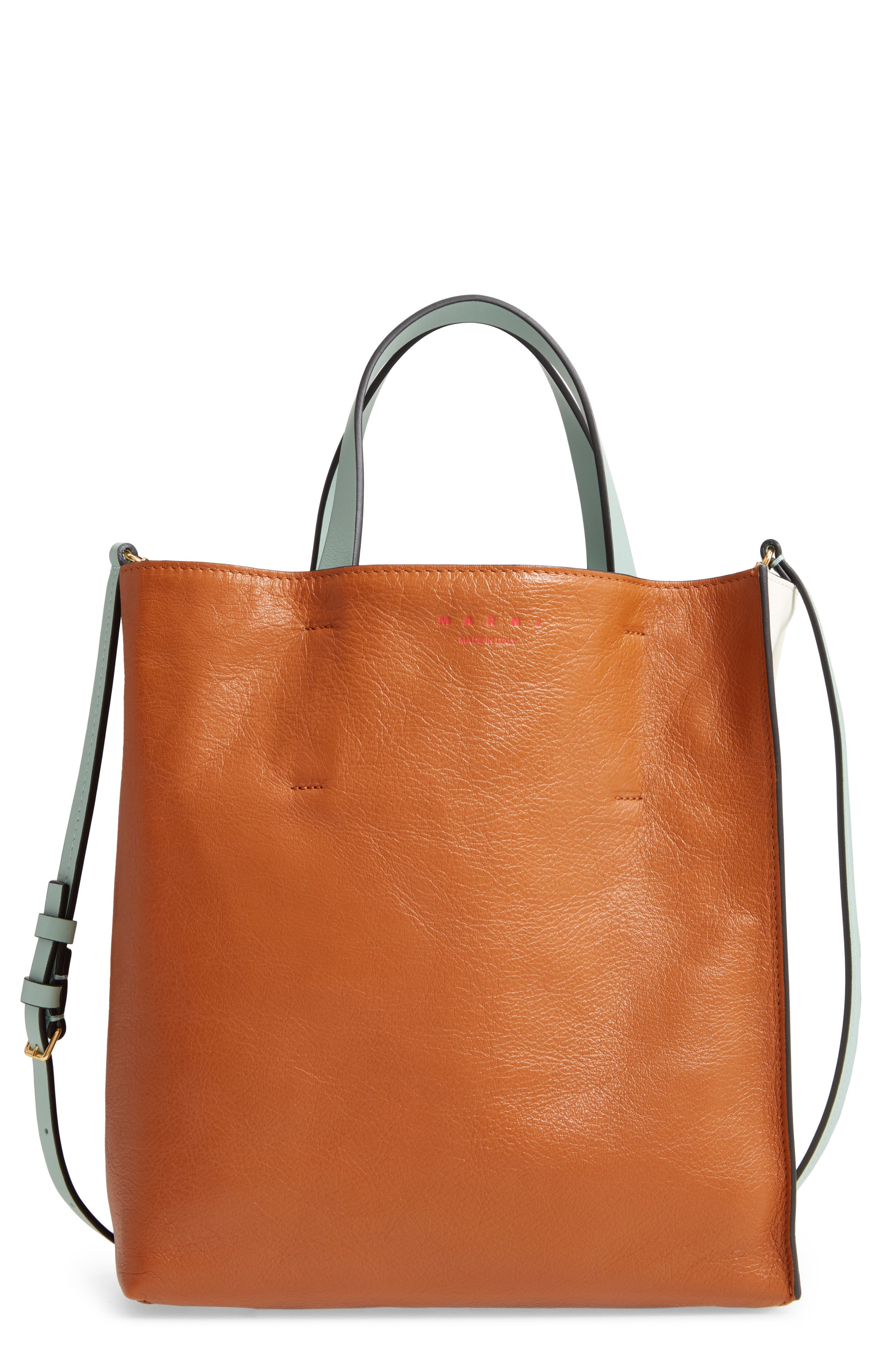 Museo Small Colorblock Leather Tote, Main, color, CINNAMON/ LIMESTONE/ MINT