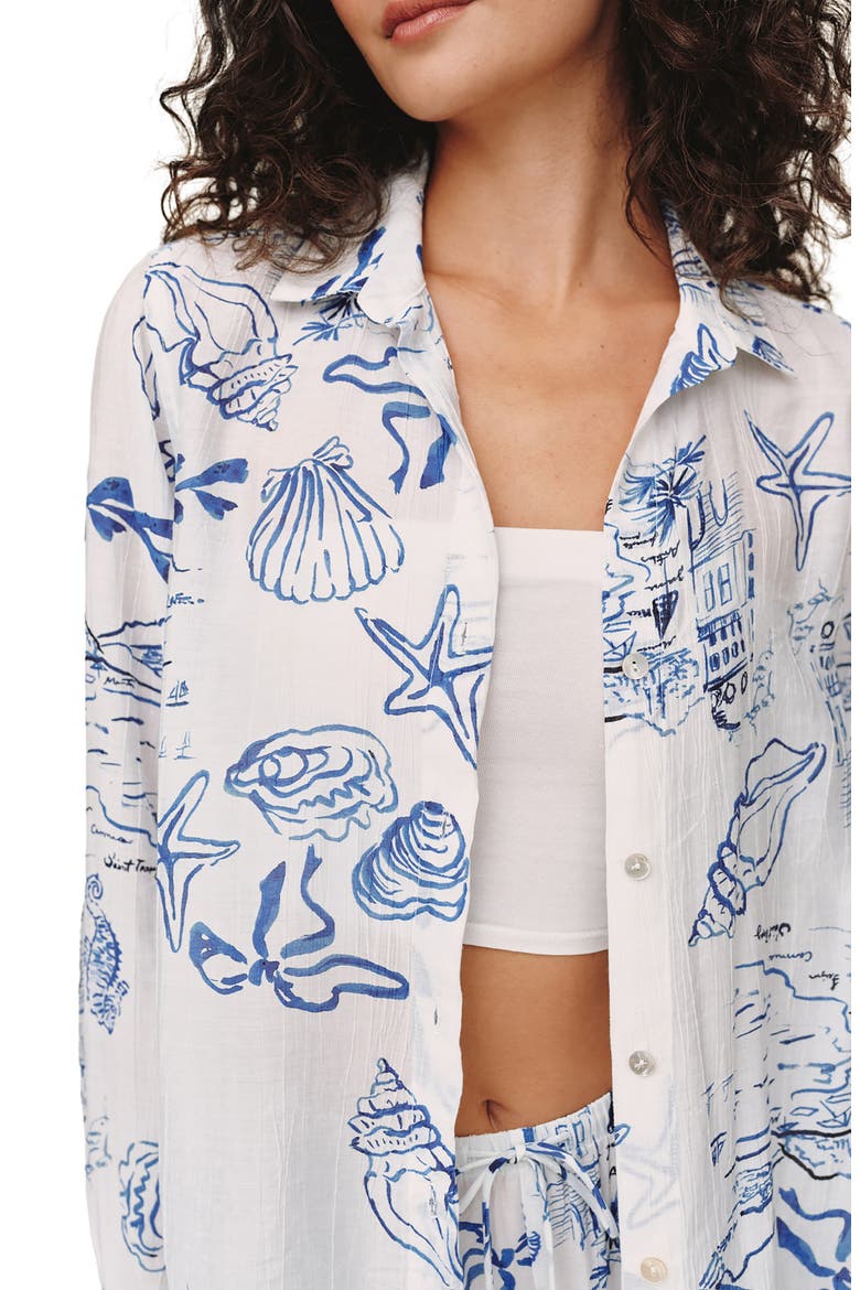 Classic Button-Up Top, Alternate, color, RIVIERA PRINT