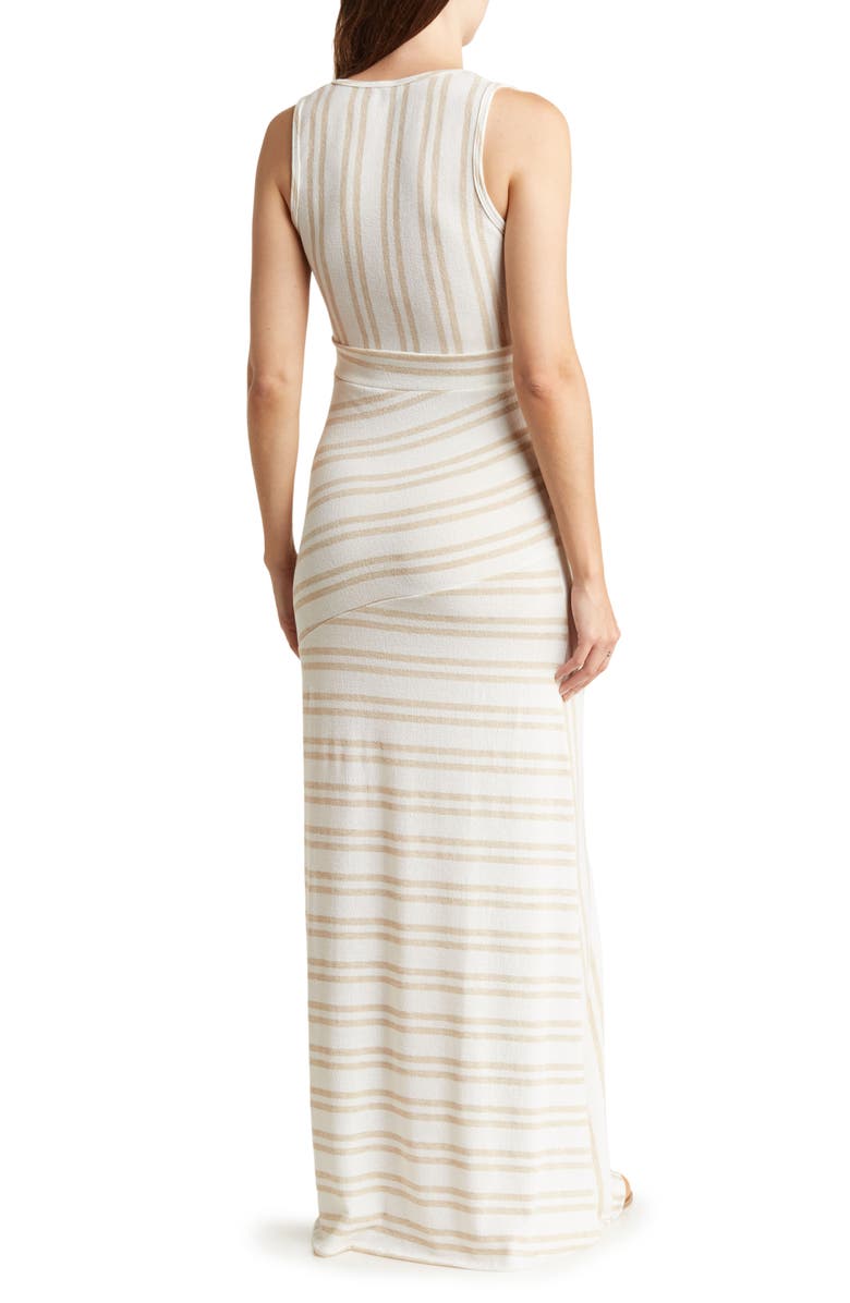 GO COUTURE Sleeveless Maxi Dress, Alternate, color, White Camel Stripe