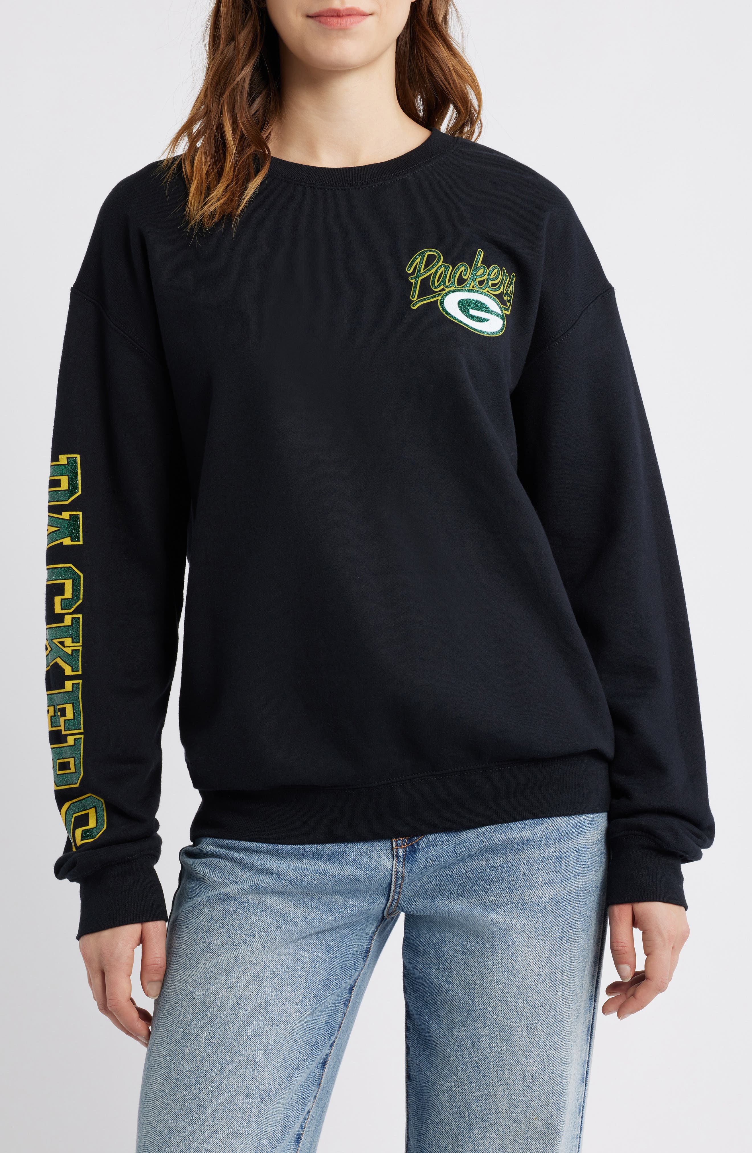 Junk Food NFL Packers Glitter Graphic Sweatshirt