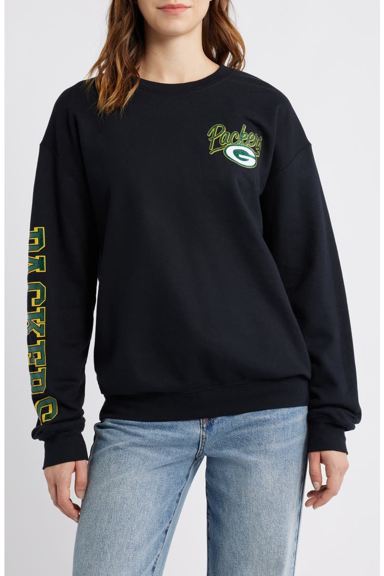 NFL Packers Glitter Graphic Sweatshirt, Main, color, BLACK