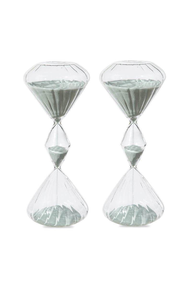 Glitzhome Set of 2 Geometric Tri-Layer Hourglasses 60-Minute Sand Timers, Main, color, Grey