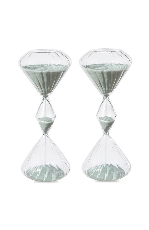 Set of 2 Geometric Tri-Layer Hourglasses 60-Minute Sand Timers