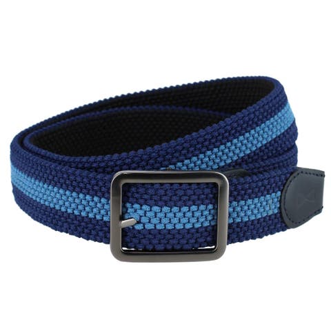Big and Tall Arturo Black and Blue Striped Reversible Braided Casual Golf Belt