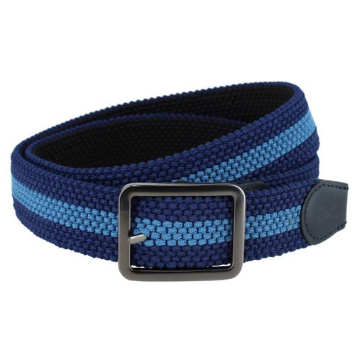 Trafalgar Big And Tall Arturo Black And Blue Striped Reversible Braided Casual Golf Belt In Blue