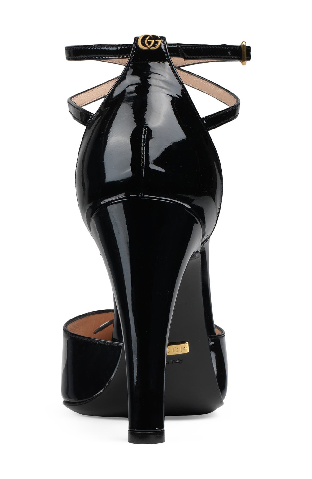 Gucci Indya Ankle Strap Cutout Pointed Toe Pump, Alternate, color, 