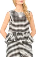 Ted Baker Colette Gingham Sleeveless Peplum Top