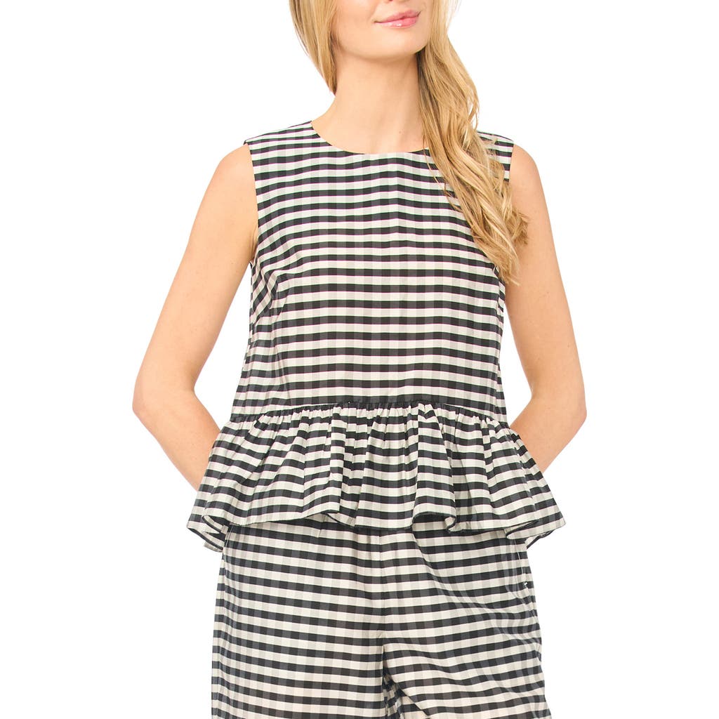 Ted Baker Colette Gingham Sleeveless Peplum Top In Black