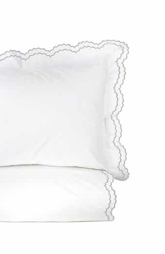 MELANGE HOME Embroidered Scallop Trim Cotton Percale Duvet Set