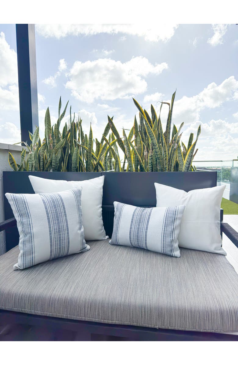 Anaya Beach Club White Stripe Indoor Outdoor Pillow, Alternate, color, White