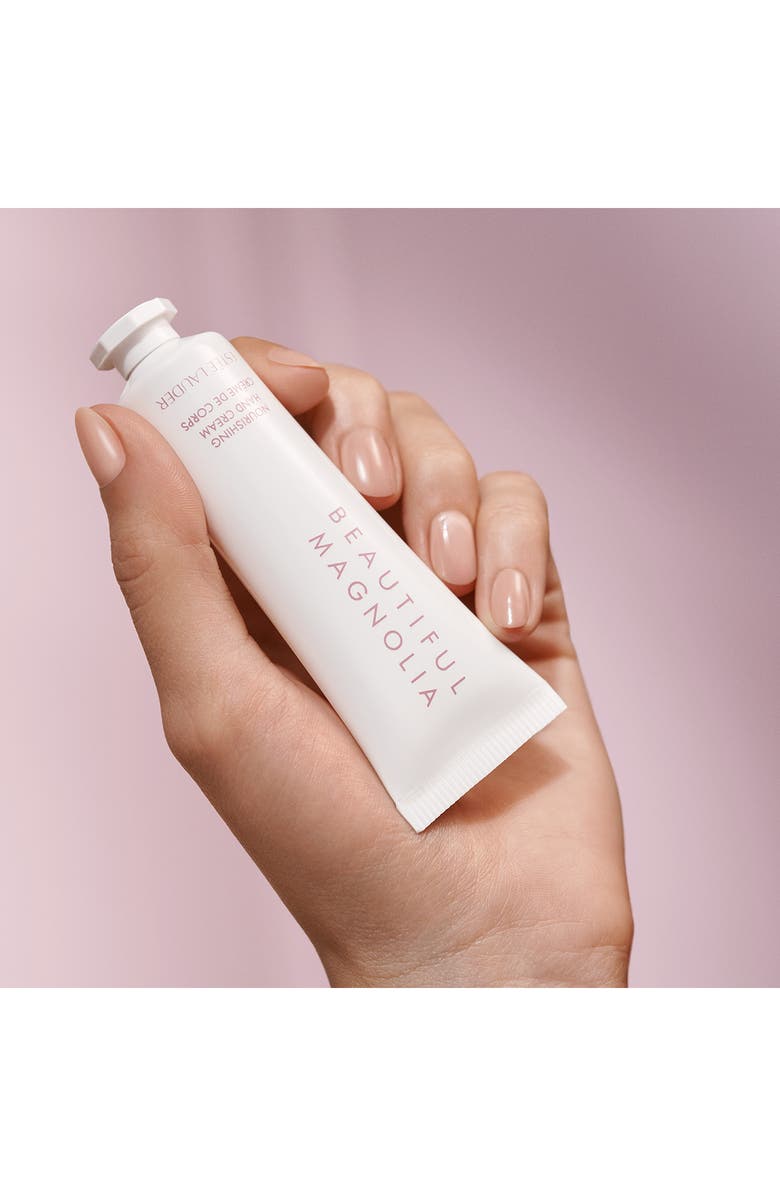 Estée Lauder Beautiful Magnolia Deluxe Perfume + Hand Cream Trio Holiday Gift Set $204 Value, Alternate, color,